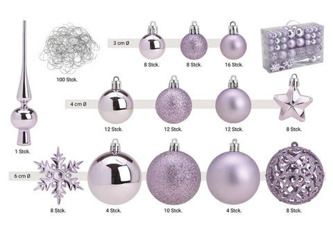 Lot de 111 boules de Noël violet