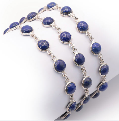 Bracelet en argent 925 et lapis-lazuli AA+