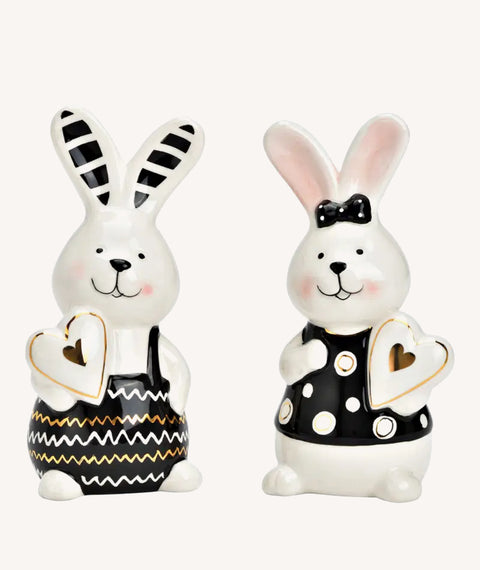 Lot de 2 Lapins de Pâques en céramique.
