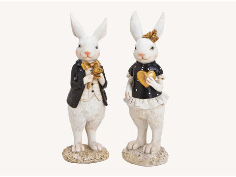 Lapin de Pâques, noir, blanc et or