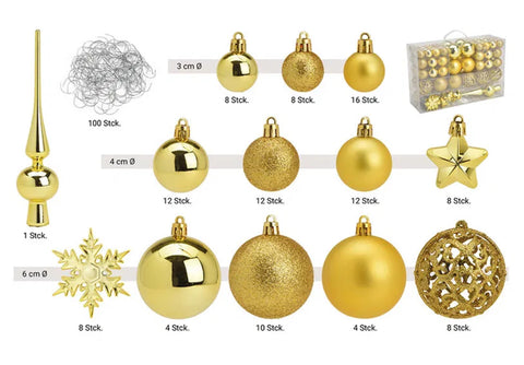 Lot de 111 boules de Noël citron doré