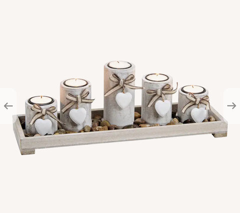Plateau en bois avec support pour bougies chauffe plat