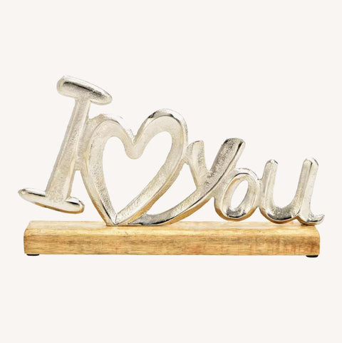 Présentoir “I Love You” en métal argenté