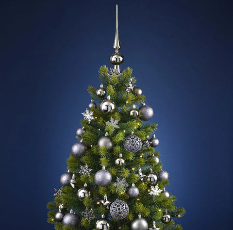 Lot de 111 boules de Noël, gris et violet