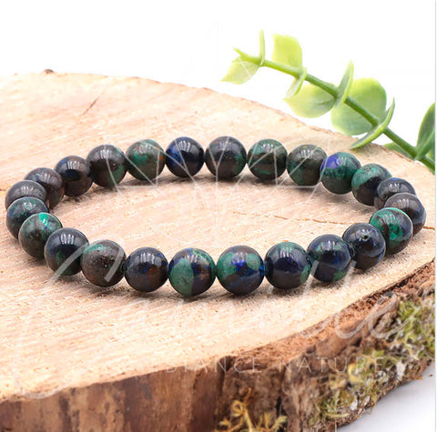 Bracelet en Azurite Malachite naturelle 8 mm grade AA
