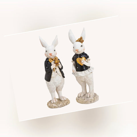 Lapin de Pâques, noir, blanc et or