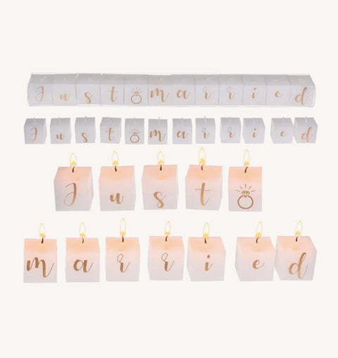 Ensemble de 12 bougies Just Married