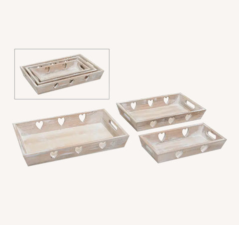Set de 3 plateaux en bois empilable
