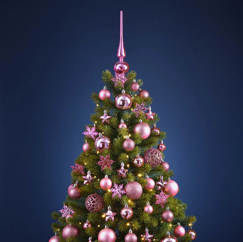 Lot de 111 boules de Noël rose