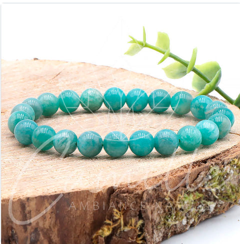 Bracelet en pierre, Amazonite de Russie