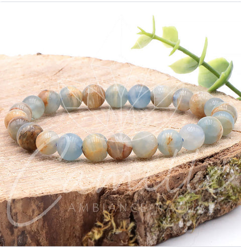 Bracelet en pierre calcite bleu sur Gangue 8 mm