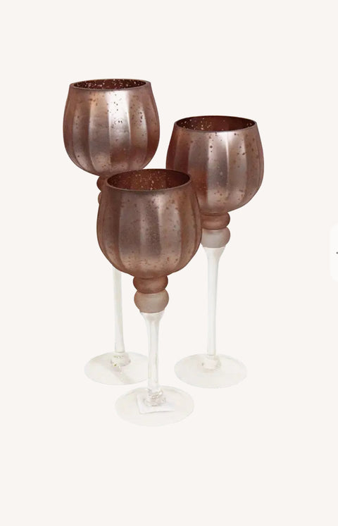 Lot de 3 photophores, calice en verre