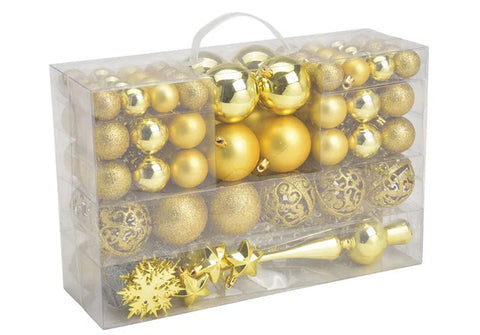 Lot de 111 boules de Noël citron doré