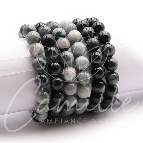Bracelet tourmaline œil de chat, 12 mm, grade AB