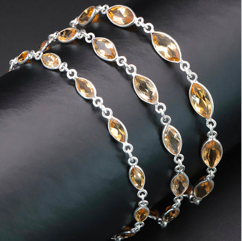Bracelet argent 925 et citrine naturelle AAA numéroté 0465