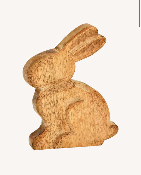 Lapin de Pâques, en bois de manguier