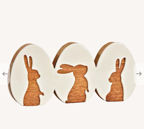 Lapin de Pâques, en bois de manguier