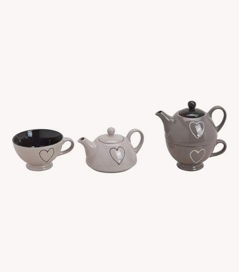 Set théière et tasse cœur