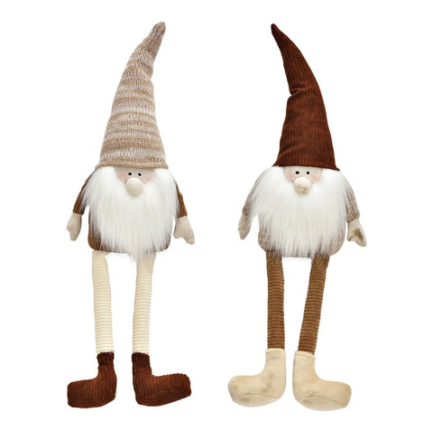 Lot de 2 gnomes de Noël marron et beige