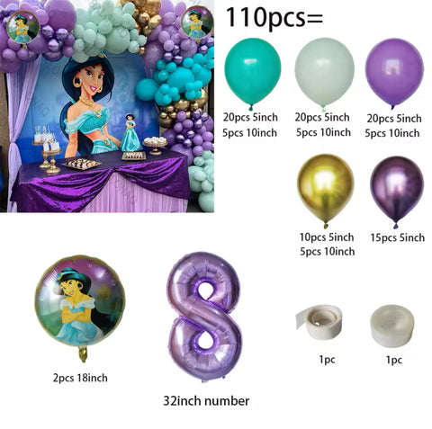 Kit ballons Princesse Jasmine /Aladin ,110pcs