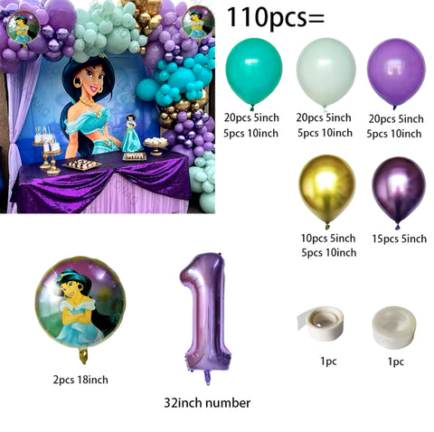 Kit ballons Princesse Jasmine /Aladin ,110pcs