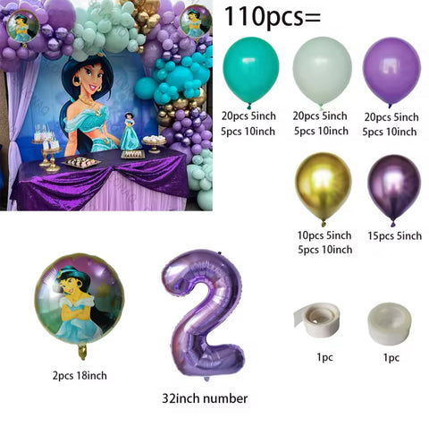 Kit ballons Princesse Jasmine /Aladin ,110pcs