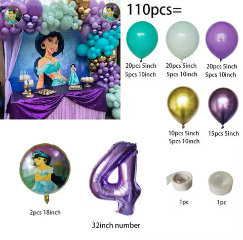 Kit ballons Princesse Jasmine /Aladin ,110pcs