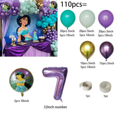 Kit ballons Princesse Jasmine /Aladin ,110pcs