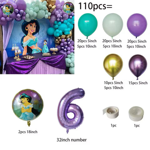 Kit ballons Princesse Jasmine /Aladin ,110pcs
