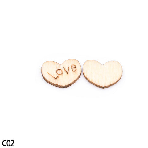 décoration de table ,cœur en bois ,écriture love