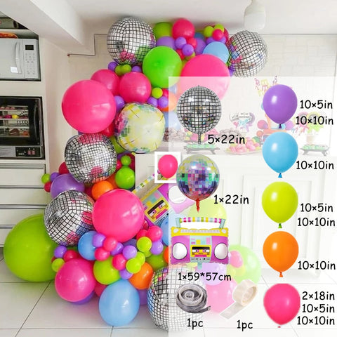 Kit arche à ballons disco 91pcs