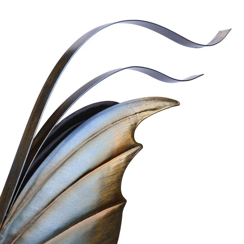 Sculpture coq métal argenté, décoration pâques