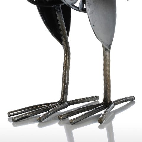 Sculpture coq métal argenté, décoration pâques