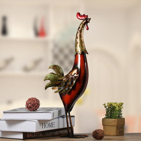 Sculpture coq métal argenté, décoration pâques