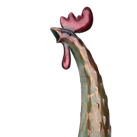 Sculpture coq métal argenté, décoration pâques