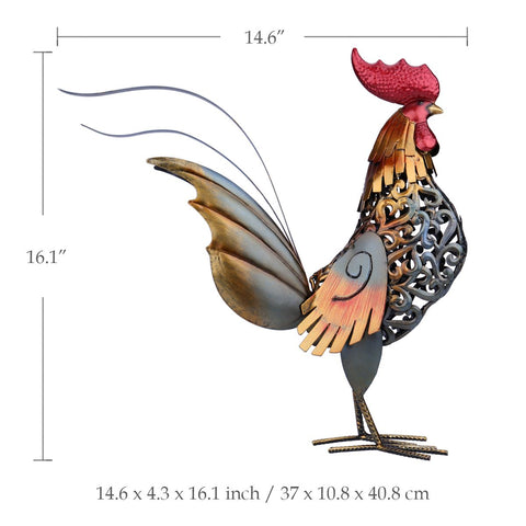 Sculpture coq métal argenté, décoration pâques