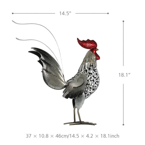 Sculpture coq métal argenté, décoration pâques