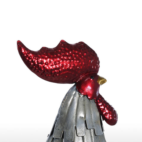 Sculpture coq métal argenté, décoration pâques