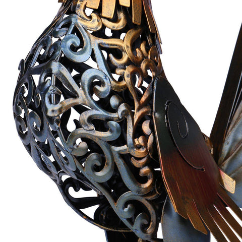 Sculpture coq métal argenté, décoration pâques