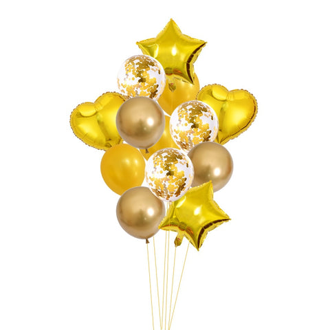Kit ballons jaune/or cœur et étoile