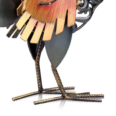 Sculpture coq métal argenté, décoration pâques