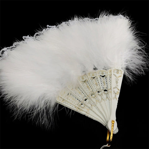 Éventail pliable à main Lolita avec plumes, Charleston / Gatsby