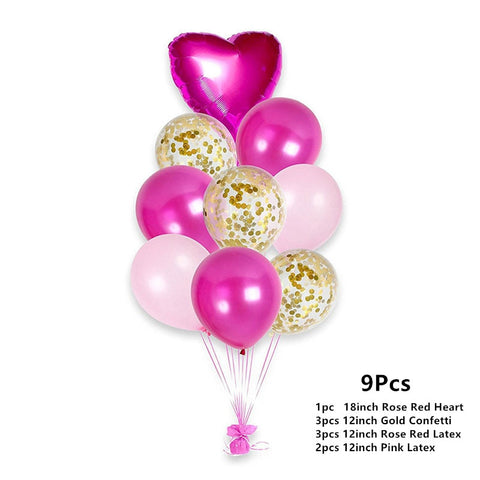 kit de ballons rose pastel/métal 9pcs