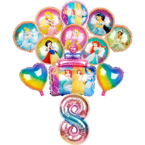 Kit de ballons chiffres et princesses Disney 12pcs