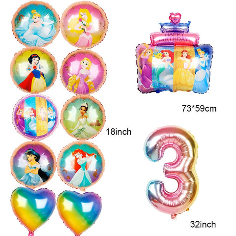 Kit de ballons chiffres et princesses Disney 12pcs