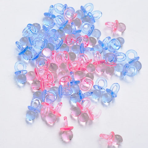 lot de mini sucettes transparentes bleu/rose 50pcs