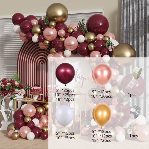 Arche de ballons rouge, rose ,blanc et or