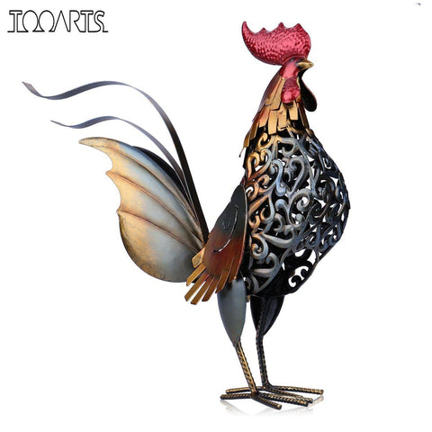 Sculpture coq métal argenté, décoration pâques