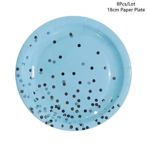 Assiettes jetables bleu/rose 8pcs