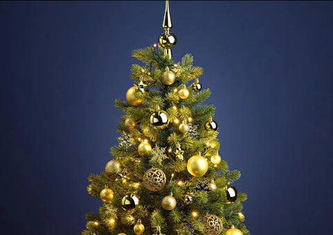 Lot de 111 boules de Noël citron doré